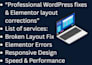 fix elementor broken layout or wordpress design issues